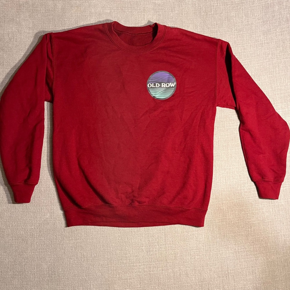 Old Row Dark Red Crewneck Sweatshirt Graphic Print Long‎ Sleeve Pullover